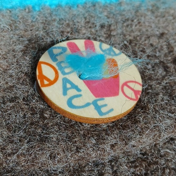 Peace Wool Boho Clutch Hand Bag Snap Button Closure Colorblock 10"x8" - Picture 8 of 10